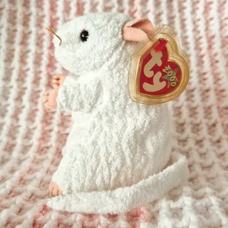 Photo of 2000 Ty Beanie Babies Cheezer White Mouse Plush Y2K Vintage Stuffed Animal