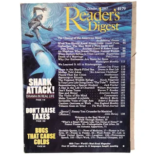 Photo of Reader's Digest Magazine October 1987 Shark Attack Cover Gorbachev Churchill