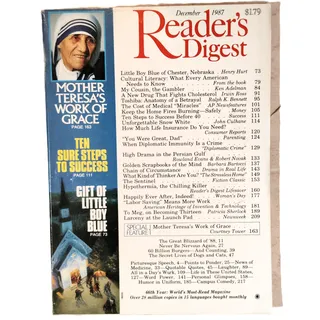 Photo of Reader's Digest December 1987 Magazine Mother Teresa's Work of Grace Vintage