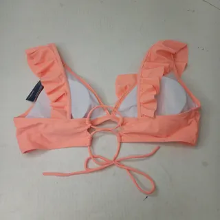 Photo of Summer Mae Women's Ruffle Bikini Top Coral Size L Halter Swimwear Beach