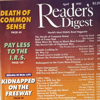 Photo of Reader's Digest April 1995 Vintage Magazine Death of Common Sense Back Issue