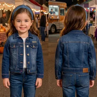 Photo of DKNY Denim Distressed Jean Jacket Dark Wash Toddler Girls 3T Fantastic