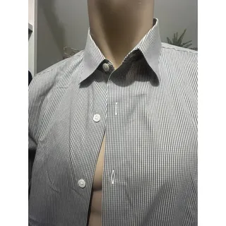 Photo of Bonobos Mens L Gray White Pattern Button Down Egyptian Cotton Stretch
