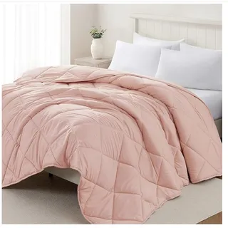 Photo of Queen Comforter-Pink Down Alternative Quilted Breathable with Corner Tabs