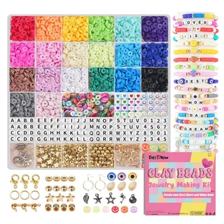 Photo of Clay Beads Bracelet Necklace Making Kit 5000 Pcs Flat Polymer Heishi Beads