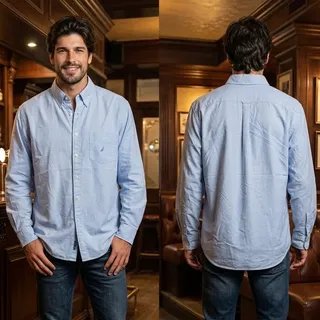 Photo of Nautica Light Blue Long Sleeve Button Down Shirt Men's Size Large