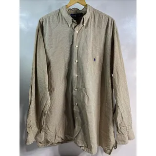 Photo of Ralph Lauren Polo Button Yellow Blue Check Long Sleeve Shirt Men's 2XLT 50-52