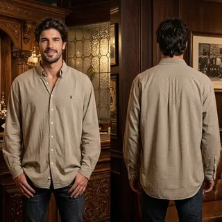 Photo of Ralph Lauren Polo Button Yellow Blue Check Long Sleeve Shirt Men's 2XLT 50-52