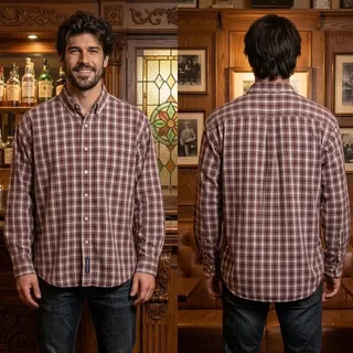 Photo of American Eagle Button Shirt Long Sleeve Plaid Multicolor Vintage Men’s 2XL 52”
