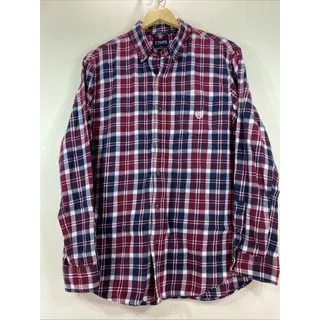 Photo of Chaps Performance Burgundy Plaid Flannel Long Sleeve Shirt Men’s Large 44”