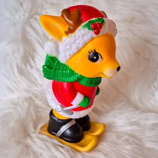 Photo of Holiday Time Christmas Skiing Reindeer Light Up Blow Mold Figurine 11"
