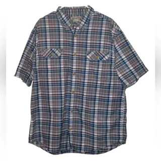 Photo of Duluth Trading Co Gorpcore Plaid Shirt L Gray Blue Rugged Workwear