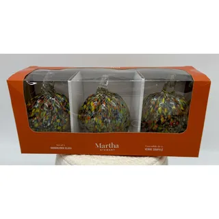 Photo of Martha Stewart Handblown Glass Mini Pumpkins Set/3 Halloween Fall Decor-OPEN BOX