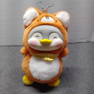 Photo of Miniso Penguin Fox Plush Toy Orange White Yellow Gingham Scarf Stuffed Animal