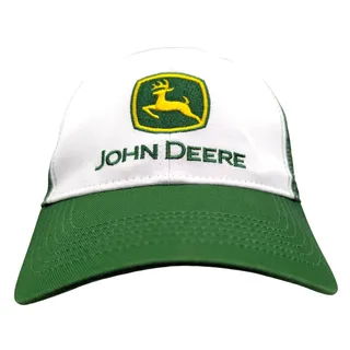 Photo of John Deere Trucker Hat White Green Mesh Snapback Logo Baseball Cap Adjustable