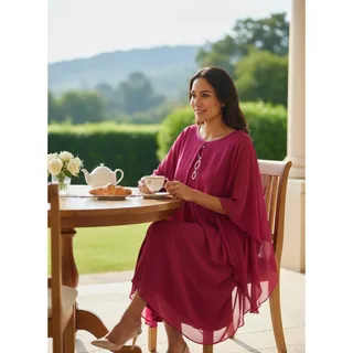 Photo of Connected Apparel – Midi Dress deep magenta – Size 20W – New With Tags