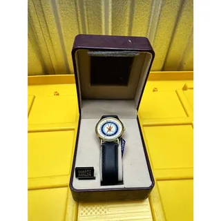 Photo of US Navy Quartz Analog Watch Gold Tone Black Leather Strap in Gift Box