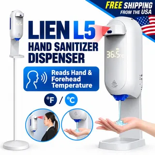 Photo of Hand Sanitizer Dispenser, by LIEN L5 Reads Hand & Head Temp F° or C°