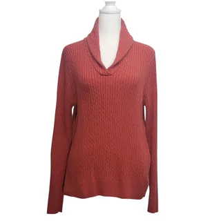 Photo of Vintage 90s Jeanne Pierre Terracotta Knit Sweater Large Dark Academia Cozy Chic 