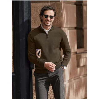 Photo of COOFANDY Men's Quarter Zip Pullover Sweater Mock Neck Slim Fit Brown. New