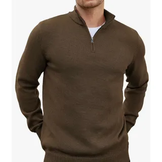Photo of COOFANDY Men's Quarter Zip Pullover Sweater Mock Neck Slim Fit Brown. New