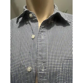 Photo of Charles Tyrwhitt Mens M Navy White Micro Check Cotton Shirt Business Casual