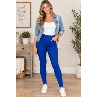 Photo of AGNES & DORA Women's Small Royal Blue High Waisted Skinny Jeggings Pants