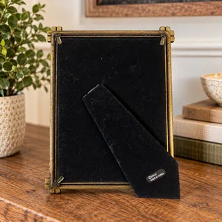 Photo of Vintage Antique Gold Tone Geometric Picture Frame 4.5" x 6.5" Art Deco Style