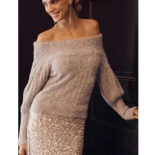 Photo of New Anthropologie Pilcro Off-Shoulder Batwing Sweater $148 SMALL Gray 