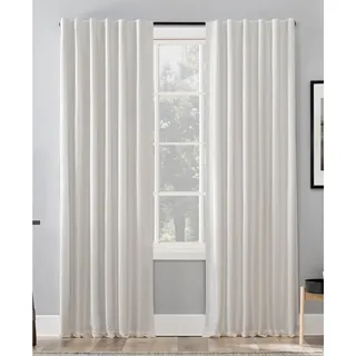 Photo of Sun Zero Evelina Dupioni Silk Blackout Curtain Panel 50x84 Pearl White Single