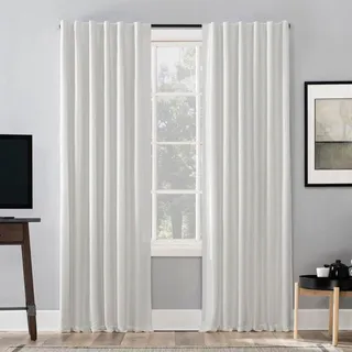 Photo of Sun Zero Evelina Dupioni Silk Blackout Curtain Panel 50x84 Pearl White Single