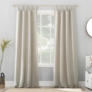 Photo of Sun Zero Brant Tab Top Blackout Window Curtain Panel 40x63 Gray Energy Saving
