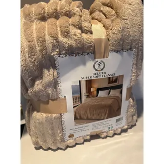 Photo of Duluth Trading Super Soft Flannel Bed Blanket King Taupe Neutral