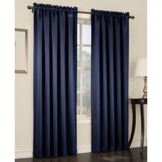 Photo of Sun Zero Kylee 54x84 Navy Blue Room Darkening Rod Pocket Curtain Panel Single