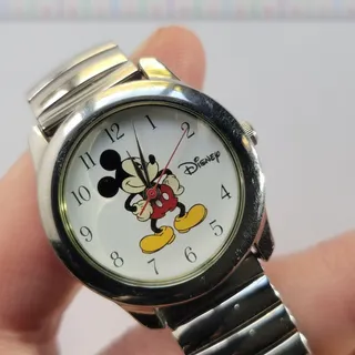 Photo of Vintage Disney Mickey Mouse Unisex Kids Watch White Dial Silver Case Bracelet