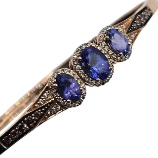 Photo of Le Vian 14K Rose Gold Natural Blue Gemstone & Diamond Bangle Bracelet 12.6g
