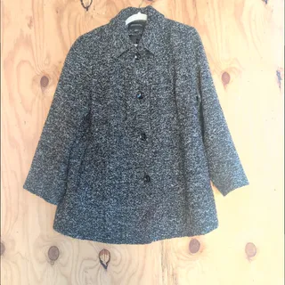Photo of Lodon Fog Wool Blend Gray Tweed Pea Coat Women's 1X