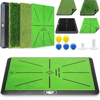 Photo of Golf Mat Practice Indoor/ Outdoor with Replaceable Turf Tees & Ball