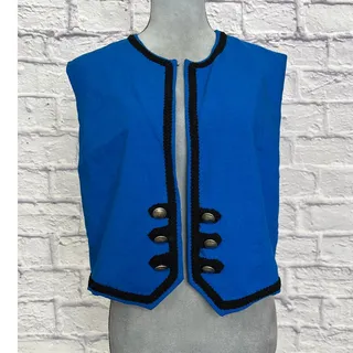 Photo of Vintage Handmade Military Style Vest w/ Corded Edges & Buffalo Nickel Buttons