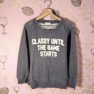 Photo of Simply Southern Women's Medium Gray CLASSY UNTIL THE GAME STARTS L/S Sweatshirt
