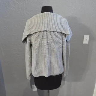 Photo of Talbots Light Gray Cotton Cable Knit Heavy Cardigan - MP