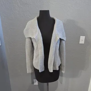 Photo of Talbots Light Gray Cotton Cable Knit Heavy Cardigan - MP