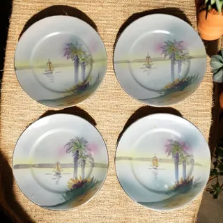 Photo of Takito Made In Nippon Japan VTG Set Of Four 6" Diameter Hand Painted Plates