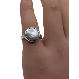 Photo of JANICE GIRARDI JGD Bezel Set Mother of Pearl 925 Sterling Silver Ring Size 6