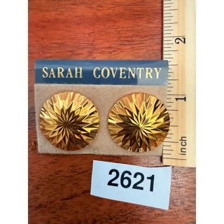 Photo of NOS Sarah Coventry Gold Tone Starburst Round Stud Earrings