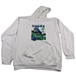 Photo of Godzilla Hoodie Mens XL White Pullover Fleece Sweatshirt Kamacuras Graphic