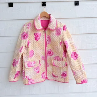 Photo of Braetan Reversible Pink Floral Quilted Zip Jacket LG