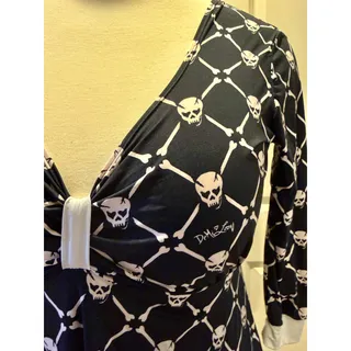 Photo of Demi Loon 2X/3X Skull & Bones Mini Dress w/Flaw - Nu Goth Whimsygoth Punk Biker