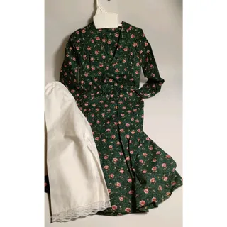 Photo of Handmade Dress - Prairie - Green - Girl's or Doll - 26" Long - Pantaloon