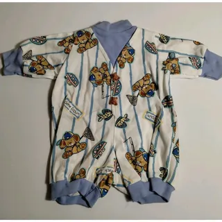 Photo of Gone Fishing Baby Outfit Blue White - Dog Bear Jumpsuit 3/6 Month - No Tag- Doll